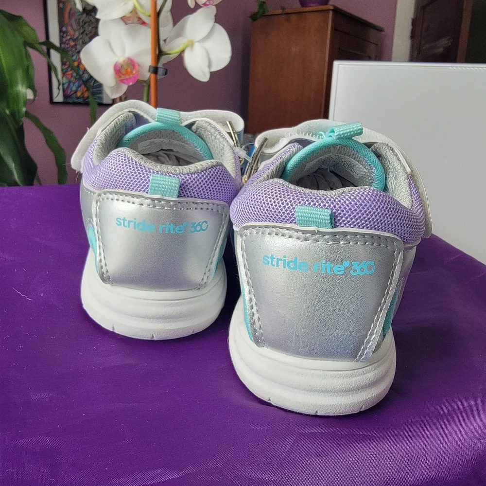 Stride Rite NWT Iggy Silver/Purple/Teal Sandal - size 9M (toddler) - Picture 4 of 6